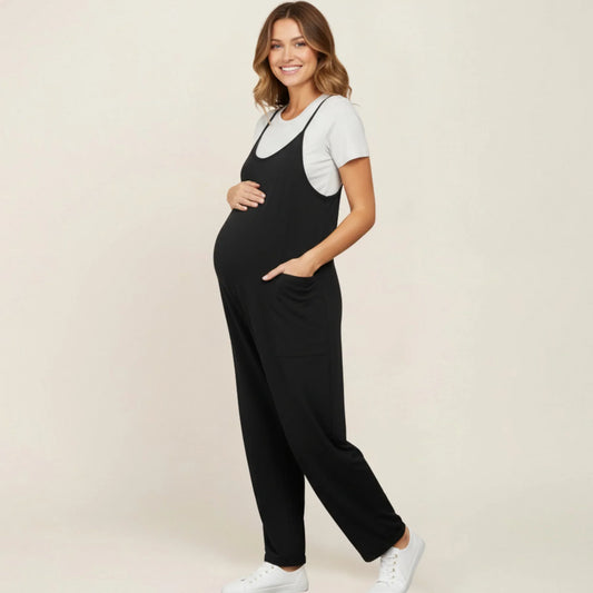 Sunday Maternity Jumpsuit-Huggleo-Black-S
