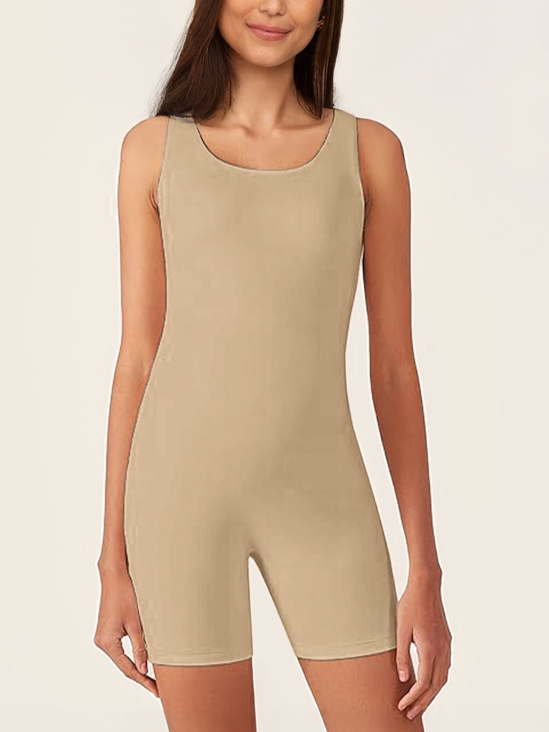 Soft Bodysuit Romper-Huggleo-Beige-S