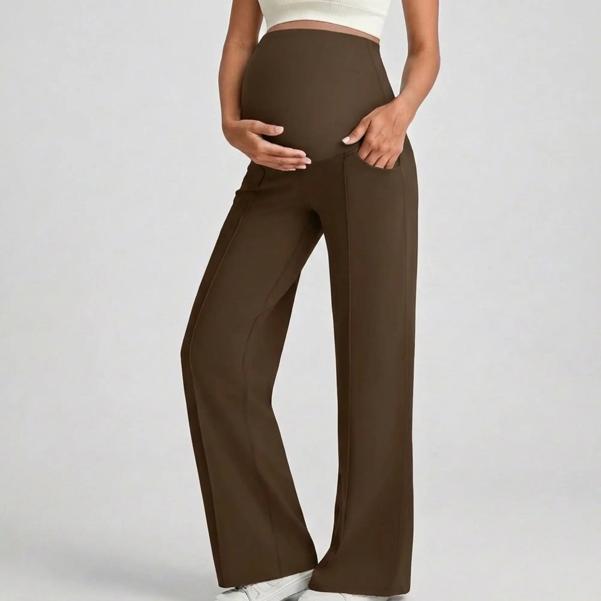 Cloud Flared Yoga Pants-Huggleo-Coffee-S