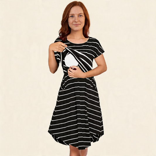 Sunday Nursing Midi Dress-Huggleo-S-Black