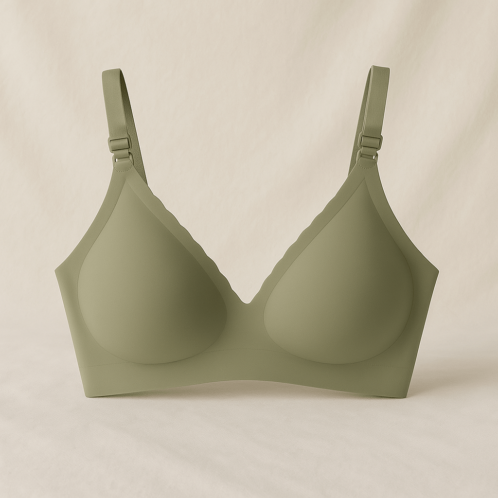 Velvet Nursing Bra-Huggleo-Khaki-S