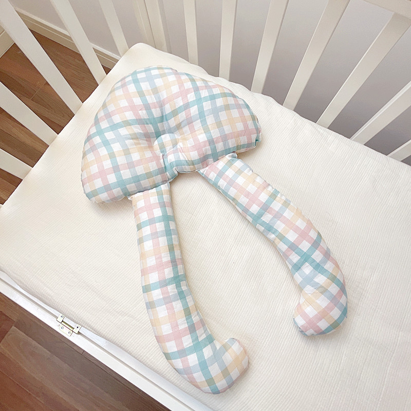 Cloud Baby Support Pillow-Huggleo-Blue Plaid-22''x 16'' (55 x 40 cm)