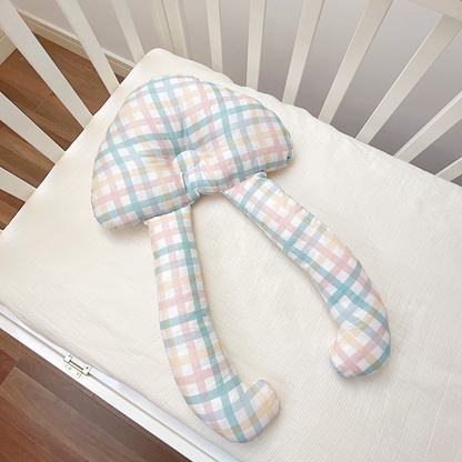 Cloud Baby Support Pillow-Huggleo-Blue Plaid-22''x 16'' (55 x 40 cm)