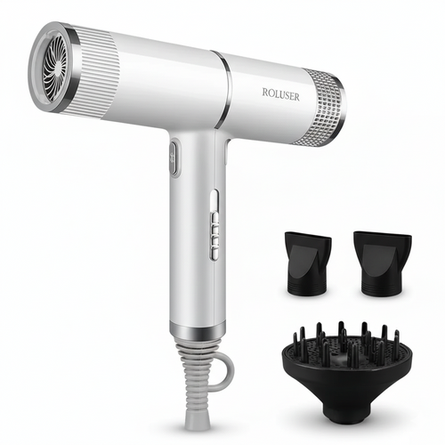 Luxe Ionic Hair Dryer-Huggleo-White-