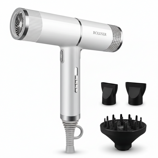 Luxe Ionic Hair Dryer-Huggleo-White-
