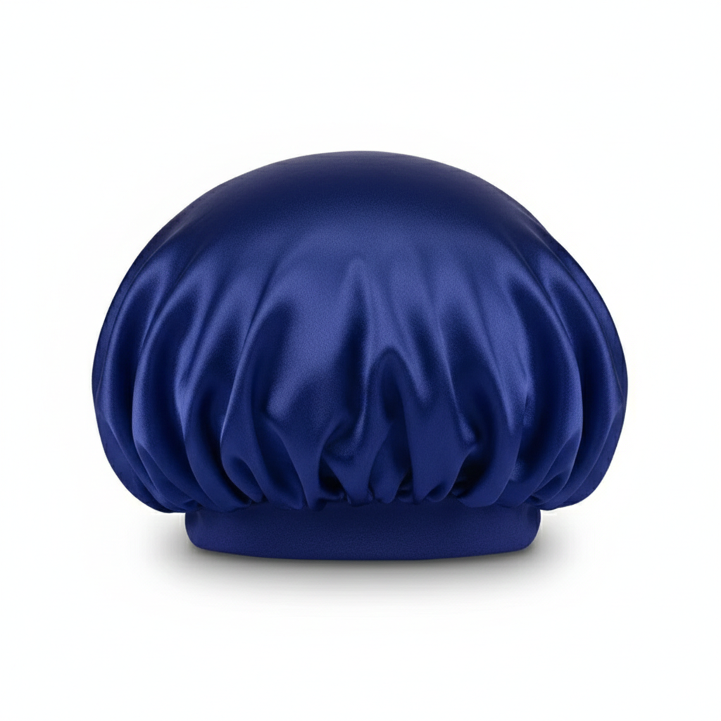 Velvet Satin Shower Cap-Huggleo-NAVY-