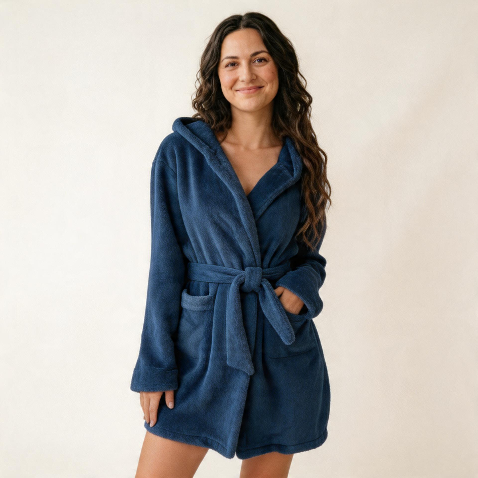 Cozy Nursing Robe-Huggleo-Navy-S