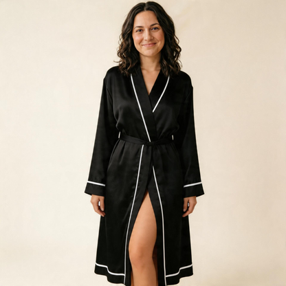 Moonlit Satin Nursing Robe-Huggleo-S-Black
