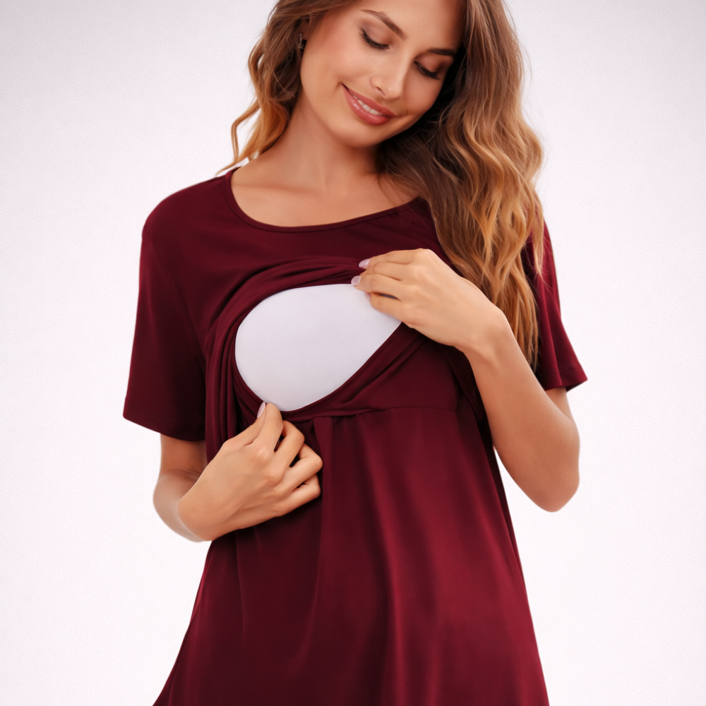 Easy Nursing Tee-Huggleo-Red-S