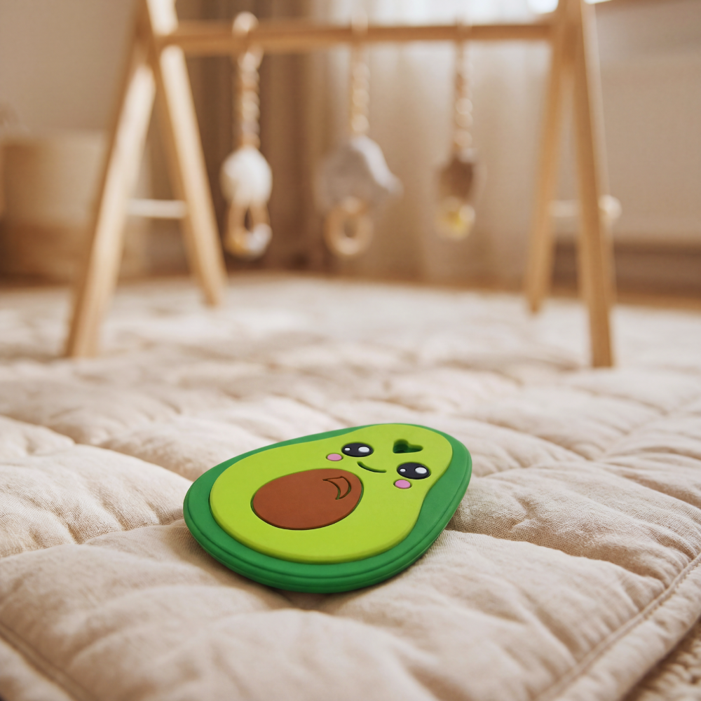 Avocado Silicone Teether – Soft Teething Toy for Infants – One Piece Molded Design