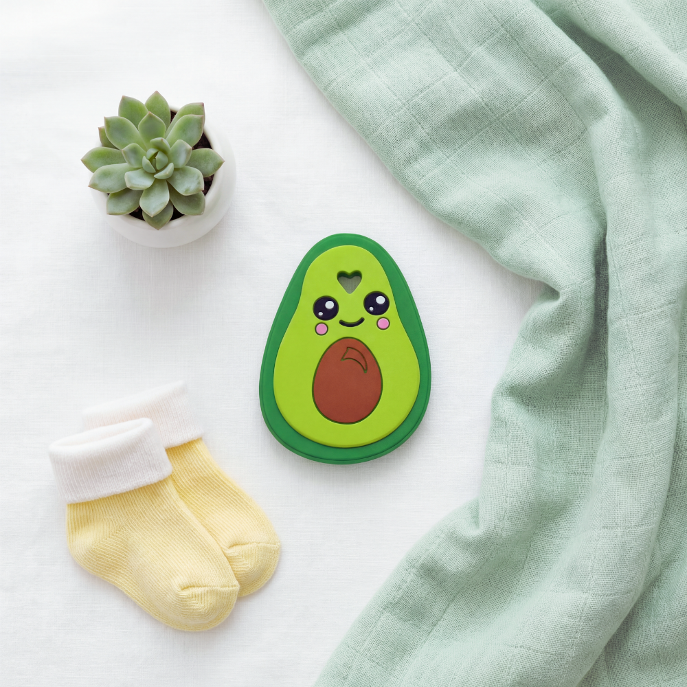 Avocado Silicone Teether – Soft Teething Toy for Infants – One Piece Molded Design