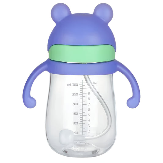 Cartoon Style Outdoor Child Drinking Straw Bottle