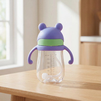 Cartoon Style Outdoor Child Drinking Straw Bottle