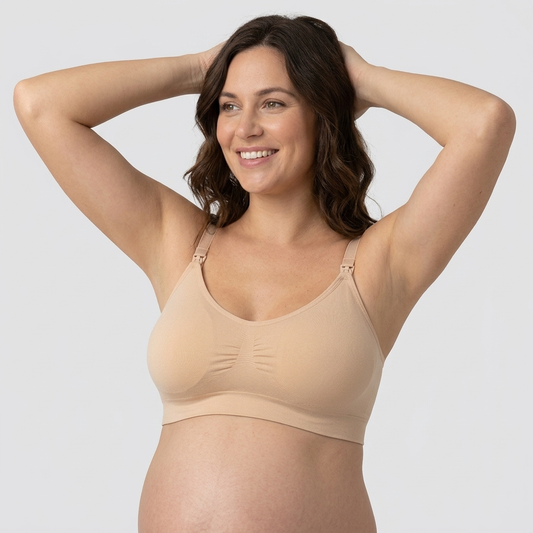 Halo Seamless Nursing Bra-Huggleo-Beige-S