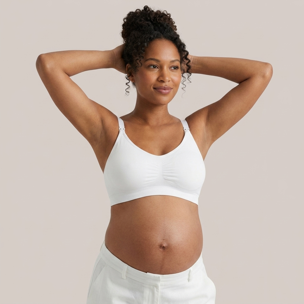 Halo Seamless Nursing Bra-Huggleo-White-S