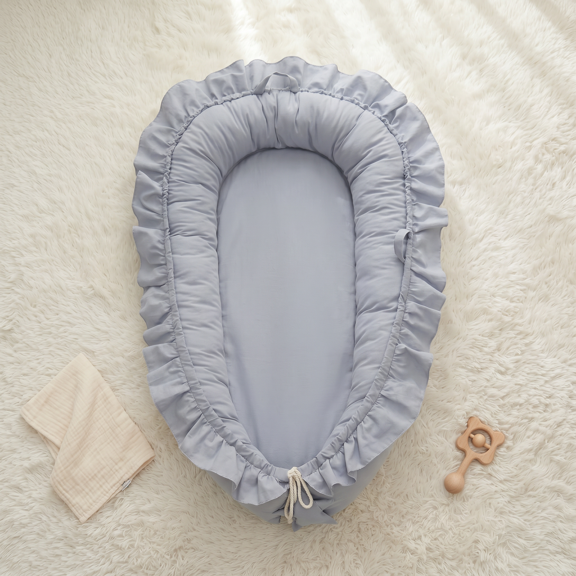 Snug baby nest lounger, blue, product photo